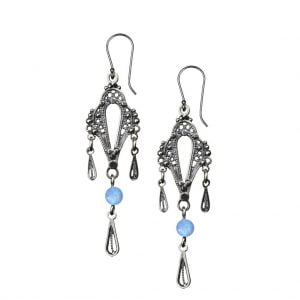 עגילי שנדליר ארוכים בטכניקת פיליגרן תימני בסגנון וינטאג'