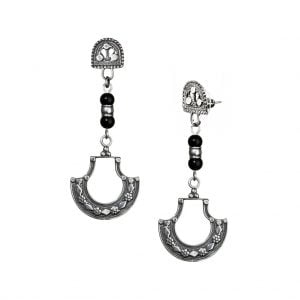 עגילים אתניים ארוכים בעיצוב תימני מסורתי עבודת יד