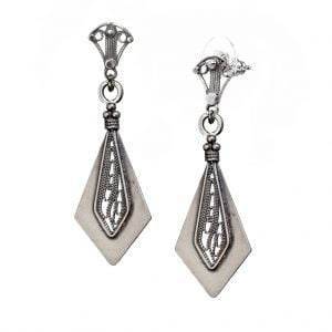 עגילים גיאומטריים בעיצוב פיליגרן תימני במראה אתני