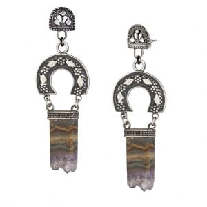 עגילי אמטיסט עם קשת בעיצוב פיליגרן תימני עבודת יד