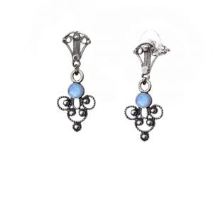 עגילים עדינים משובצים אבן חן מעוטרים בעיטורים תימניים