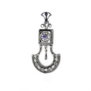 תליון אתני בעיצוב פיליגרן תימני עבודת יד משובץ אבן חן