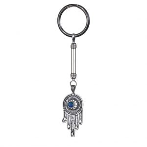 Hamsa Keychain With A Gemstone In Elegant Filigree Design