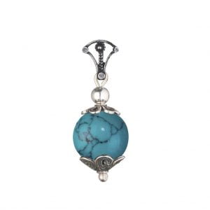 תליון כסף טהור בעיצוב עדין עבודת יד עם אבן חן במרכז