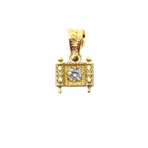 Torah Scroll 14Kt Yellow Gold Pendant With Gemstone