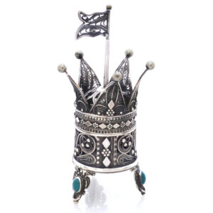 Silver Filigree Spice Box for Havdala Ceremony with Flag